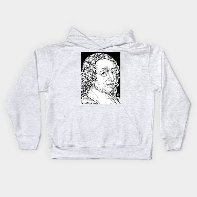 BLAISE PASCAL ink portrait Kids Hoodie by lautir